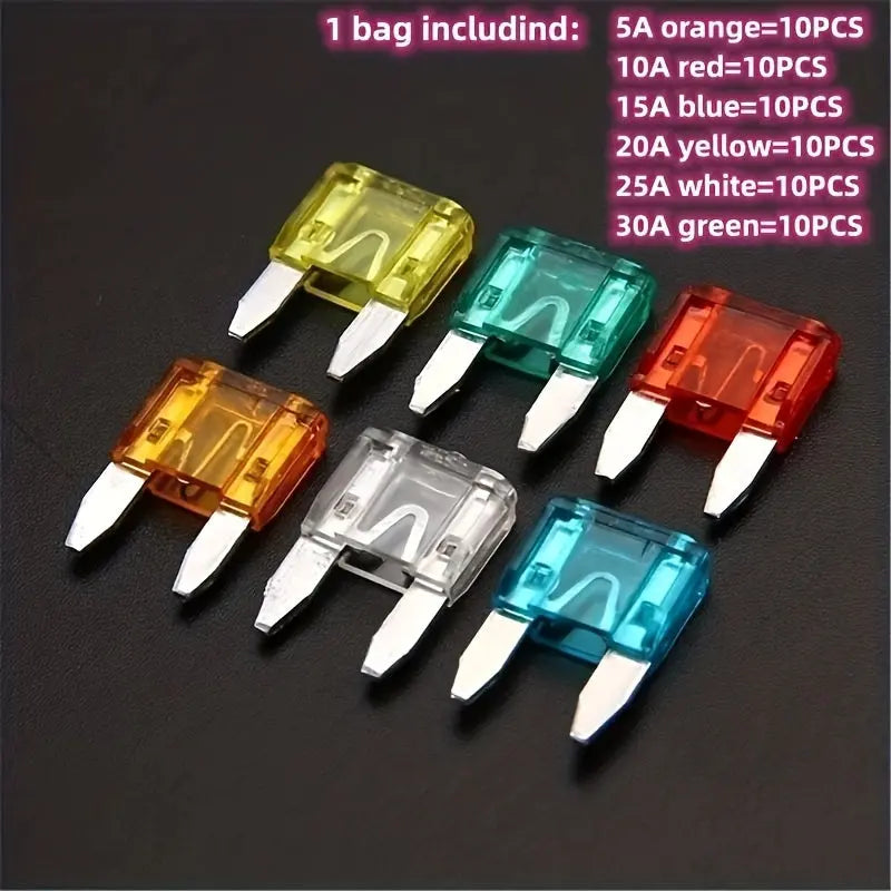 60pcs Bagged Fuse Assortment: 5A/10A/15A/20A/25A/30A Sparepart.pk
