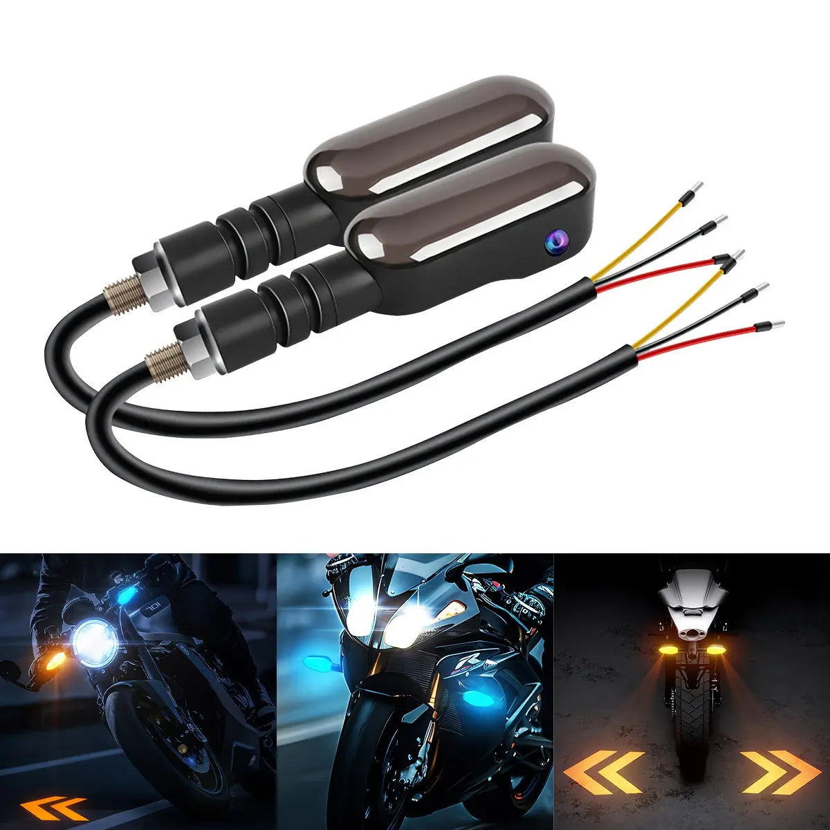 Set of 2 Motorcycle LED Projection Lights with Amber Arrow Projection, Suitable for Cars, Motorcycles, And Electric Scooters. High-Brightness Neon Lights for Decoration And Ambiance, Without Battery Sparepart.pk