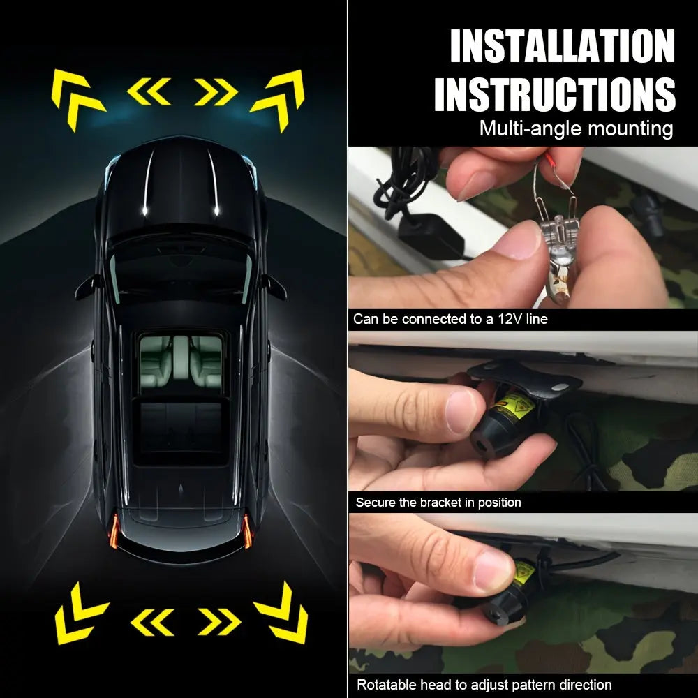 GCYS Car Arrow Indicator Projection Light, Safety Anti-Collision Light, Ambient Decorative Light, Vehicle Neon Light, Modification Light, Small Tool Accessory Light, 9-36V Hardwired, Suitable for Cars And Motorcycles, Without  Sparepart.pk