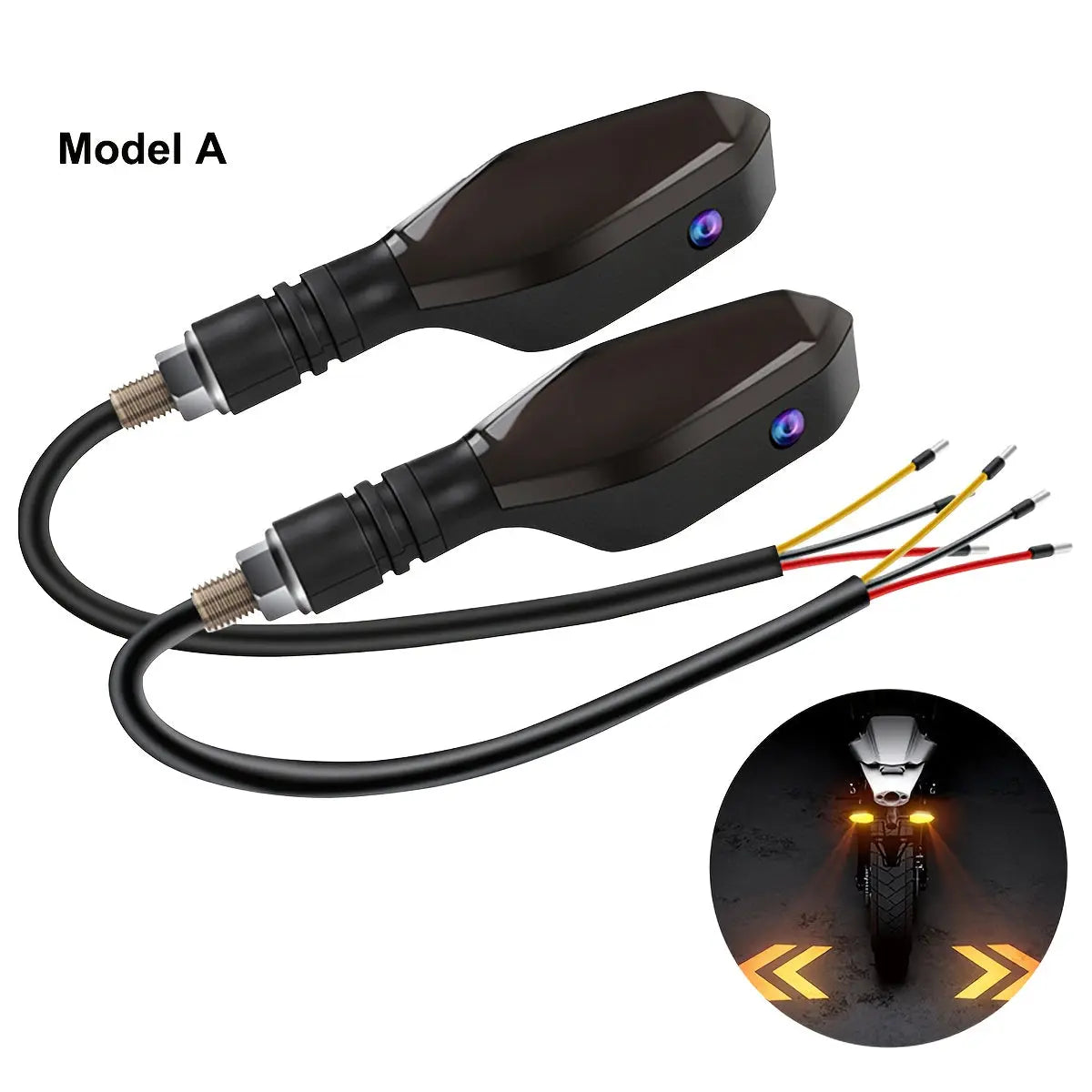 Set of 2 Motorcycle LED Projection Lights with Amber Arrow Projection, Suitable for Cars, Motorcycles, And Electric Scooters. High-Brightness Neon Lights for Decoration And Ambiance, Without Battery  Sparepart.pk